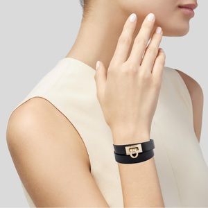 Salvatore Ferragamo Leather Gancini lock wrap bracelet
